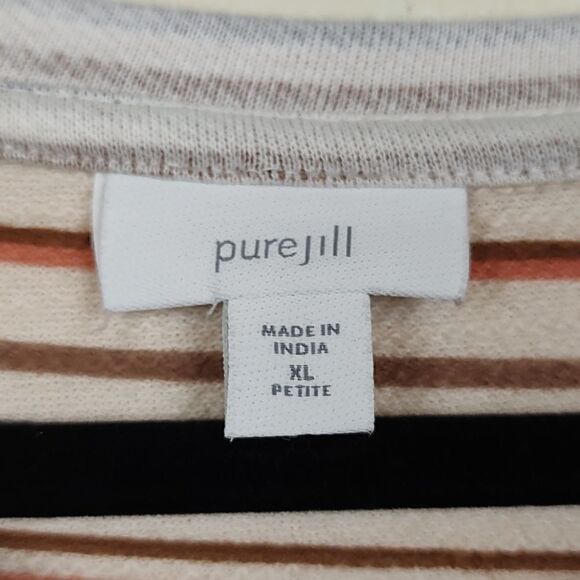 J. Jill Purejill Bisque Lovely Stripe Inside Out Oversized Shirt - Picture 2 of 9